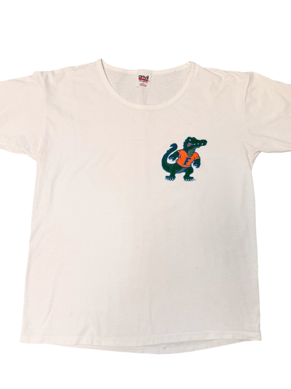 Womenβs Anvil Florida Gators White Cotton Tee Shirt Vintage 1990s USA Size Large